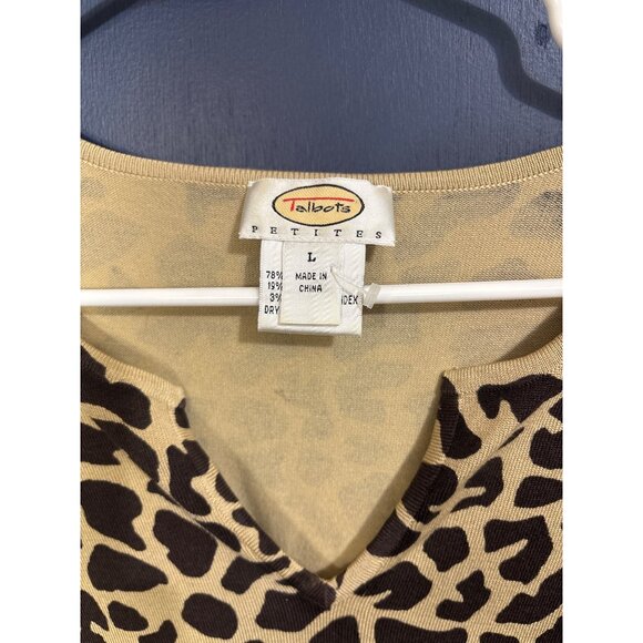 Vintage Talbots Leopard Print Long Sleeve Top L Silk Blend Dry‎ Clean Only - Picture 3 of 5